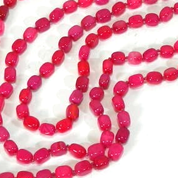 Opera Length Hot Pink Gemstone Necklace Designer Signed LR - Picture 11 of 14